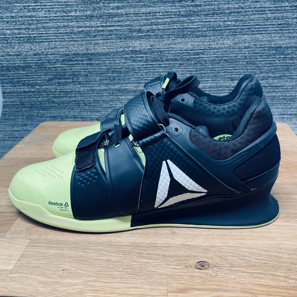 Reebok Legacy Lifter Mens 8.5 Black Solar Yellow Weightlifting Shoes BS9665 Gym